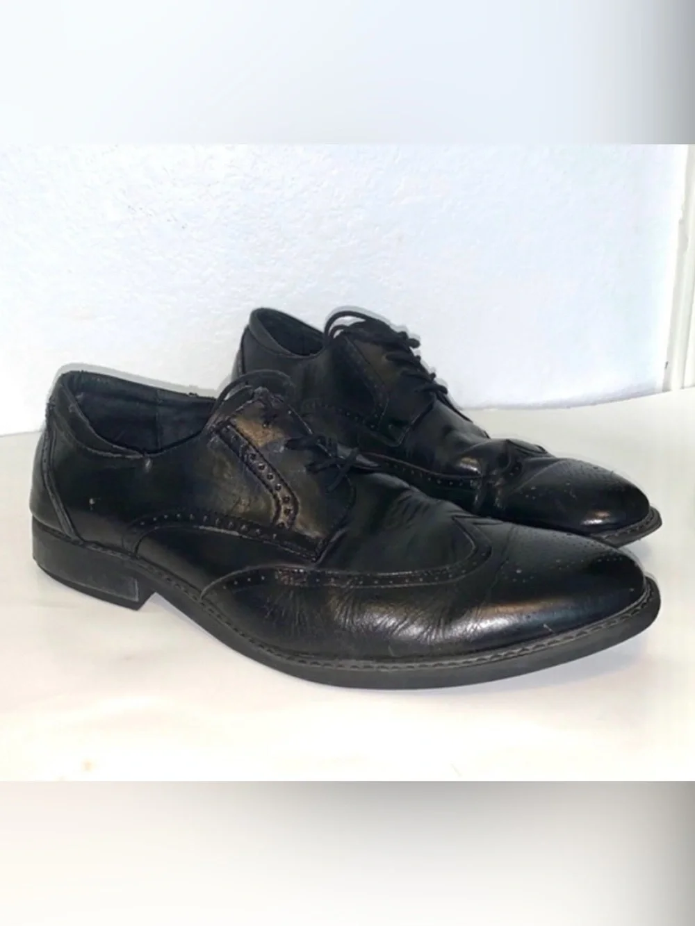 JOSEPH ABBOUD MENS DRESS SHOES BLACK LEATHER LACE UP 13D